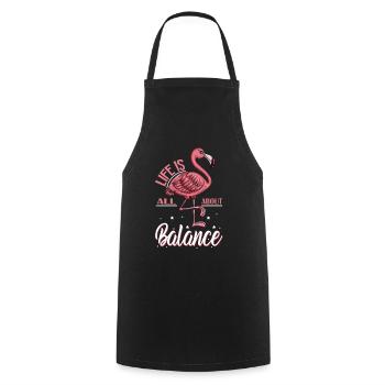 Pink Flamingo Costume Bird Life all about Balance - Cooking Apron - black - Front - AI Model Male 185 dark (185cm)