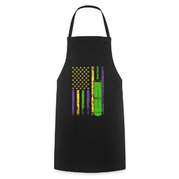 Batte de cricket drapeau sportif américain - Tablier de cuisine - noir - Devant - AI Model Male 185 dark (185cm)
