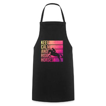Colorful horse "Keep Calm And Ride - Cooking Apron - black - Front - AI Model Male 185 dark (185cm)
