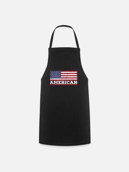 USA Flag American Patriotic - Cooking Apron - black