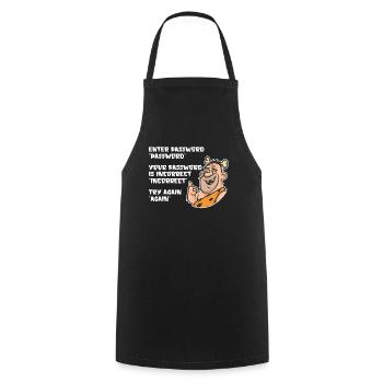 Funny Caveman Password Entry UX UI - Cooking Apron - black - Front - AI Model Male 185 dark (185cm)