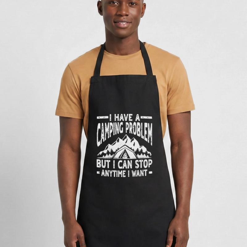 Funny Camping Problem Design Cooking Apron