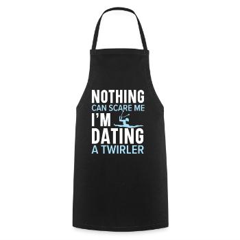 Nothing can scare me, I'm with a Tw - Cooking Apron - black - Front - AI Model Male 185 dark (185cm)