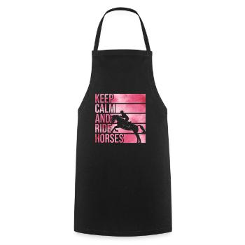 "Keep Calm And Ride Horses" Riding - Cooking Apron - black - Front - AI Model Male 185 dark (185cm)