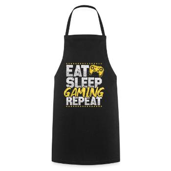 Gaming Eat Sleep Repeat Videogames Hobby Gaming - Kochschürze - Schwarz - Vorne - AI Model Male 185 dark (185cm)