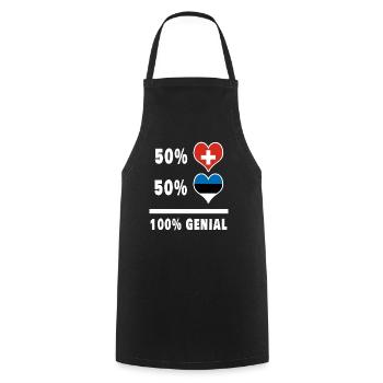 Estland und Schweiz 100% Genial Flagge - Kochschürze - Schwarz - Vorne - AI Model Male 185 dark (185cm)