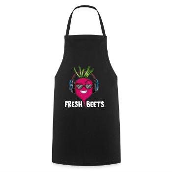 Beetroot vegetables with headphones and sunglasses - Cooking Apron - black - Front - AI Model Male 185 dark (185cm)