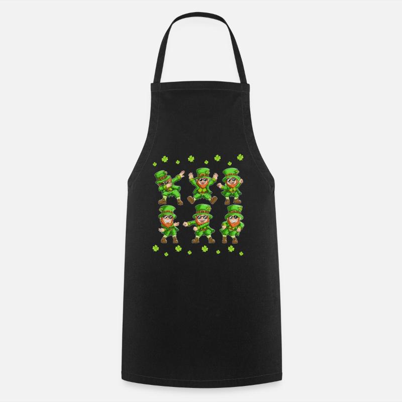 Dabbing Tanzender Kobold Irland St Patricks Day - Kochschürze - Schwarz