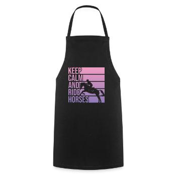 Keep Calm And Ride Horses Equestrian Sport for - Cooking Apron - black - Front - AI Model Male 185 dark (185cm)