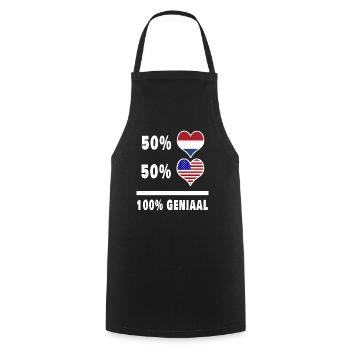 USA and The Netherlands 100% Genius flag - Cooking Apron - black - Front - AI Model Male 185 dark (185cm)