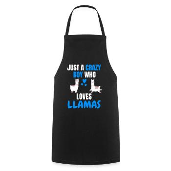 Crazy Boy Alpaga Cadeau Drôle Lama - Tablier de cuisine - noir - Devant - AI Model Male 185 dark (185cm)