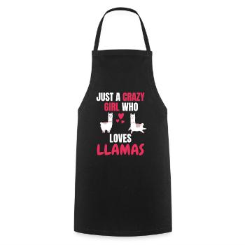 Crazy Girl Animal Funny Gift Llama - Tablier de cuisine - noir - Devant - AI Model Male 185 dark (185cm)