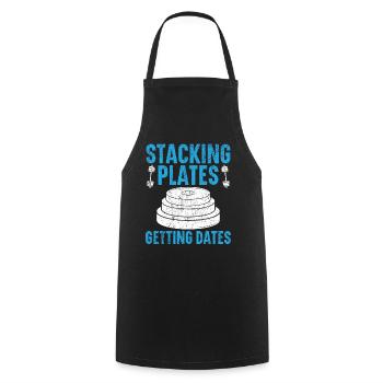 Stackin Plates Gettin Dates Haltérophilie Fitness - Tablier de cuisine - noir - Devant - AI Model Male 185 dark (185cm)