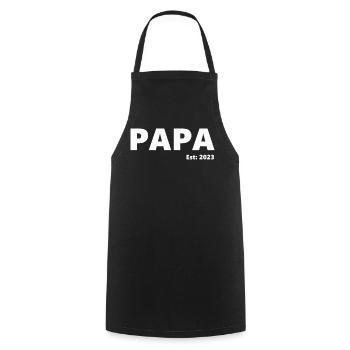 Endlich Vater - Geburt u.stolzer Vater 2023 - Papa - Kochschürze - Schwarz - Vorne - AI Model Male 185 dark (185cm)