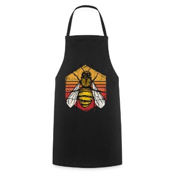 Sunset Bee Retro Illustration - Cooking Apron - black - Front - AI Model Male 185 dark (185cm)