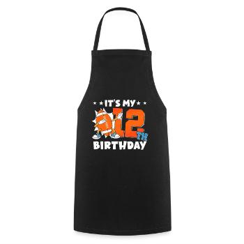 It's my 12th birthday American football - Cooking Apron - black - Front - AI Model Male 185 dark (185cm)