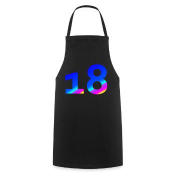 verschenken, 18 blauton mit Farbverlauf - Kochschürze - Schwarz - Vorne - AI Model Male 185 dark (185cm)