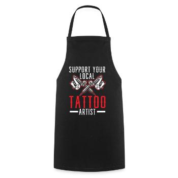 Soutenez votre tatoueur local Tatt - Tablier de cuisine - noir - Devant - AI Model Male 185 dark (185cm)