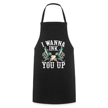 I want to color you tattoo tattoo act - Cooking Apron - black - Front - AI Model Male 185 dark (185cm)