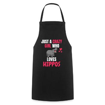 Crazy Girl Animal Hippo Gift Hippo Hippo - Cooking Apron - black - Front - AI Model Male 185 dark (185cm)