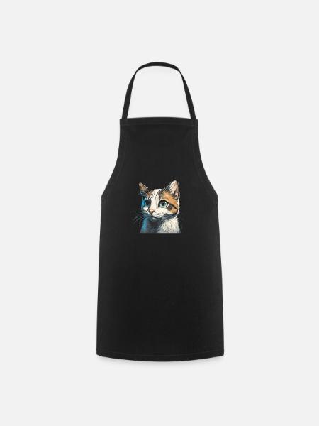 Dessin de chat mignon - Tablier de cuisine - noir
