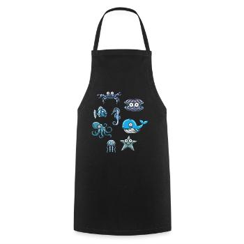 Aquatic animal ocean life marine animal - Cooking Apron - black - Front - AI Model Male 185 dark (185cm)