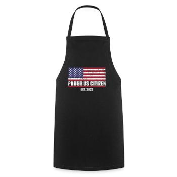 Proud US Citizen est. 2023 USA Flag - Cooking Apron - black - Front - AI Model Male 185 dark (185cm)