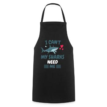 Je ne peux pas animal cadeau drôle requin prédateur - Tablier de cuisine - noir - Devant - AI Model Male 185 dark (185cm)
