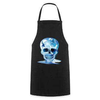 extravaganter schmelzender Totenkopf in Eis Farben - Kochschürze - Schwarz - Vorne - AI Model Male 185 dark (185cm)