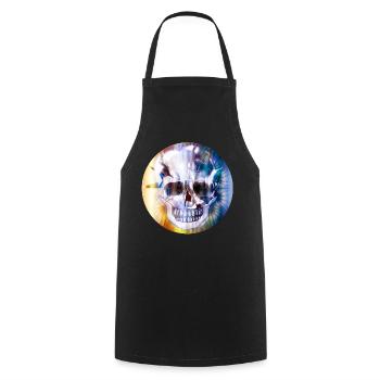 extravagant skull in colorful shimmering color - Cooking Apron - black - Front - AI Model Male 185 dark (185cm)