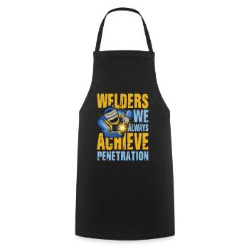 Welders We Always Achieve Penetration für einen - Kochschürze - Schwarz - Vorne - AI Model Male 185 dark (185cm)