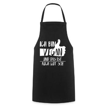 Daumen hoch Vegan Gut so SabineVegan HerzAufShirt - Kochschürze - Schwarz - Vorne - AI Model Male 185 dark (185cm)