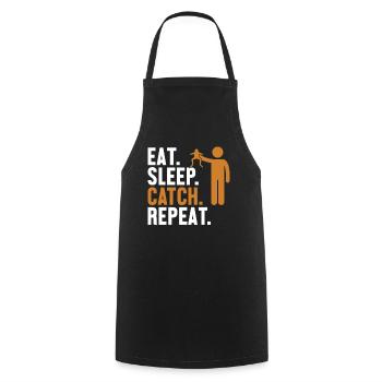Eat Sleep Catch Repeat Kaulquappe Laubfrosch - Kochschürze - Schwarz - Vorne - AI Model Male 185 dark (185cm)
