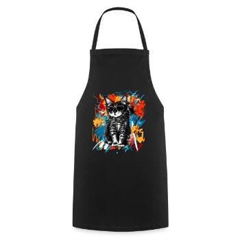 Cool cat with sunglasses - Cooking Apron - black - Front - AI Model Male 185 dark (185cm)
