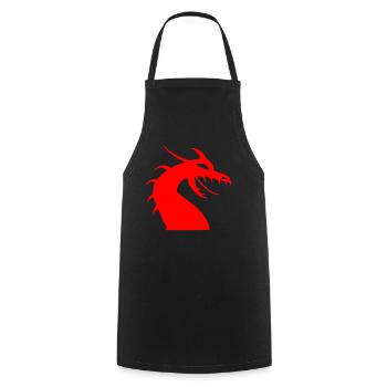 Rote Drachenkopf Silhouette - Kochschürze - Schwarz - Vorne - AI Model Male 185 dark (185cm)