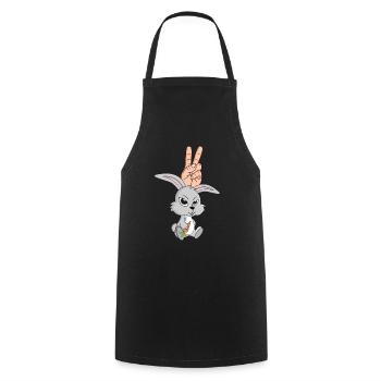 Rabbit Carrot Carrot Hand Peace Sign Rabbit Ear - Cooking Apron - black - Front - AI Model Male 185 dark (185cm)