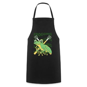 Frogging Kaulquappe Laubfrosch Kröte Frosch Fänger - Kochschürze - Schwarz - Vorne - AI Model Male 185 dark (185cm)