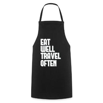 Bien manger Voyager souvent Touriste Voyageur du Monde - Tablier de cuisine - noir - Devant - AI Model Male 185 dark (185cm)