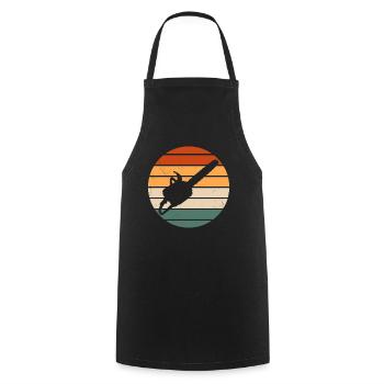 Retro Chainsaw - Cooking Apron - black - Front - AI Model Male 185 dark (185cm)
