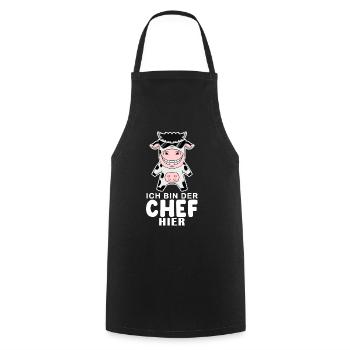 coole Kuh Chef Spruch - Kochschürze - Schwarz - Vorne - AI Model Male 185 dark (185cm)