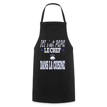 Ici c'est PAPA le chef dans la CUISINE cuisinier - Tablier de cuisine - noir - Devant - AI Model Male 185 dark (185cm)