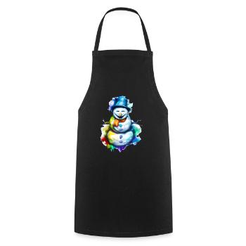 Colorful snowman in the blaze of lights - Cooking Apron - black - Front - AI Model Male 185 dark (185cm)