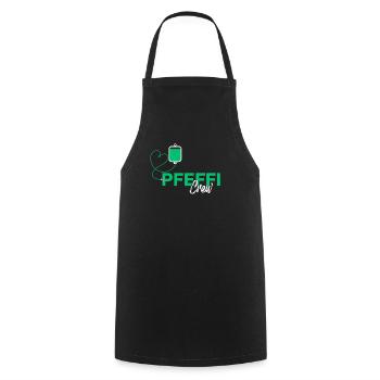 Pfeffi Crew - Funny Party Menthe poivrée - Tablier de cuisine - noir - Devant - AI Model Male 185 dark (185cm)