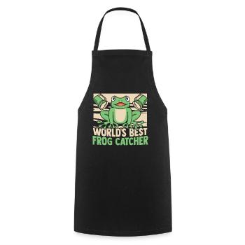 World's Best Frog Catcher Toad Tadpole Frog - Cooking Apron - black - Front - AI Model Male 185 dark (185cm)