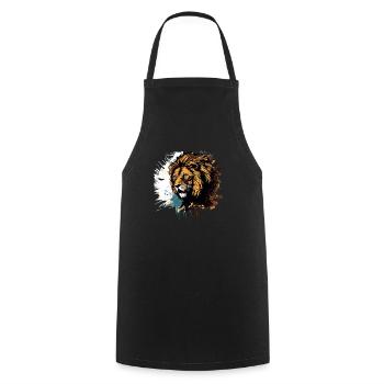 Lion - Cooking Apron - black - Front - AI Model Male 185 dark (185cm)