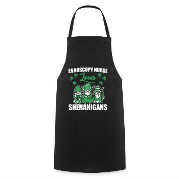 Endoscopy Nurse St. Patrick's Day - Cooking Apron - black - Front - AI Model Male 185 dark (185cm)