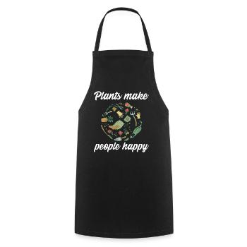 Plants make people happy - Plats Botanik - Kochschürze - Schwarz - Vorne - AI Model Male 185 dark (185cm)