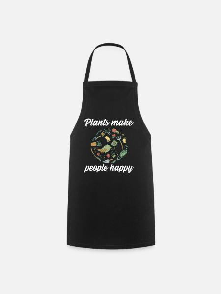 Plants make people happy - Plats Botany - Cooking Apron - black