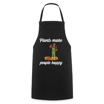 Plants make people happy - Plats Botanik - Kochschürze - Schwarz - Vorne - AI Model Male 185 dark (185cm)