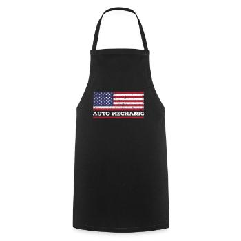 USA Flagge Auto Mechaniker Amerika - Kochschürze - Schwarz - Vorne - AI Model Male 185 dark (185cm)